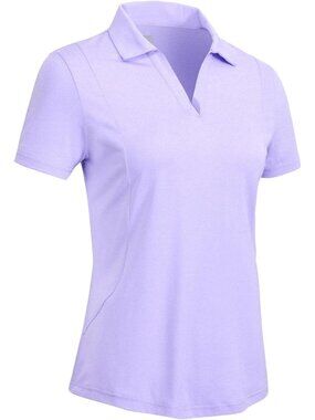 Women's  Light Purple Golf Shirts Short Sleeve Dry Fit V Neck Collared Tennis To